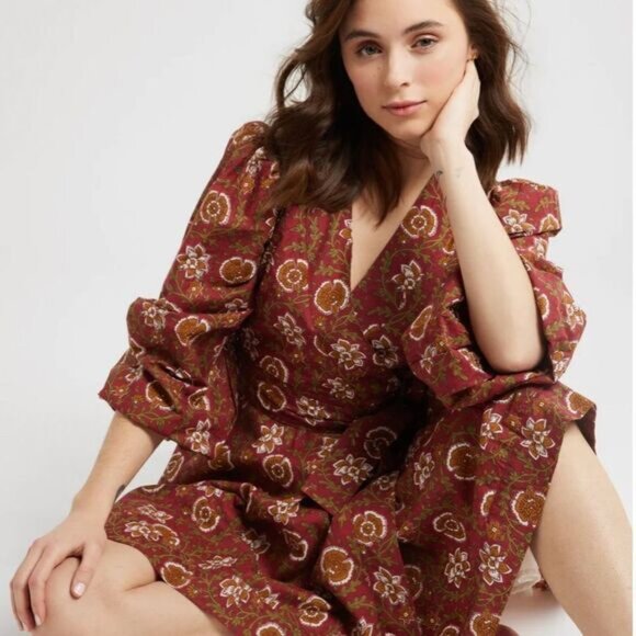 NWT Mille Nan Wrap Dress in Cinnabar Medium $298 - Picture 6 of 9